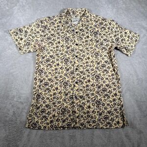 Roberta Oaks Shirt Mens Medium Yellow Floral Hawaiian Aloha Button Up Casual